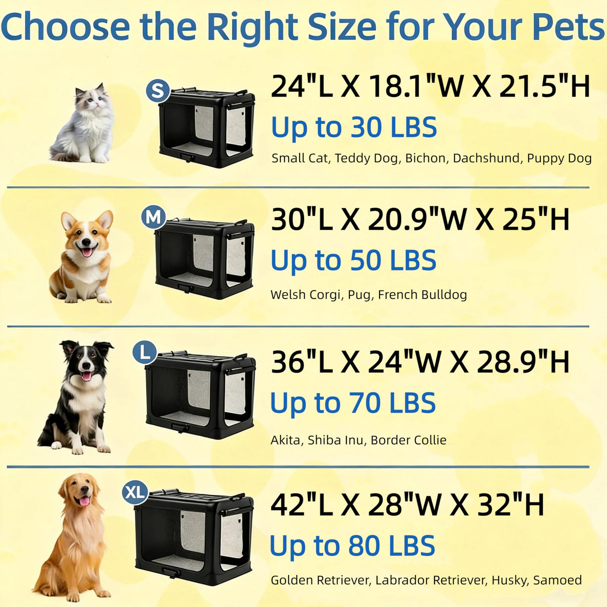 Simple Deluxe Collapsible 24 Inch Dog Crate for Small Dogs, Portable Travel Dog Crate 3-Door Foldable Soft Kennel with Durable Mesh Windows for Indoor & Outdoor, Black