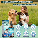Oral Flea & Tick Support for Dogs and Cats, Natural Flea and Tick Prevention with Multivitamins - Flea Herbal Supplement Drops for Healthy Skin & Shiny Coat Support - All Breeds and Ages - Chicken