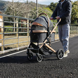 EchoSmile 4 in 1 Pet Stroller, Folding Lightweight Cat & Dog Stroller with Detachable Carrier, NO-Zip 180° Reversible Canopy, All Terrain 4-Wheel,45 lbs Capacity for Small to Medium Dogs