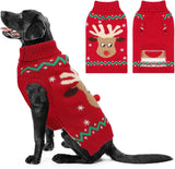 HUMLANJ Christmas Dog Turtleneck Sweater Winter Reindeer Snowflake Sweater with Leash Hole Puppy Knitwear Pullover Holiday Sweaters for Small Medium Large Dogs XXL