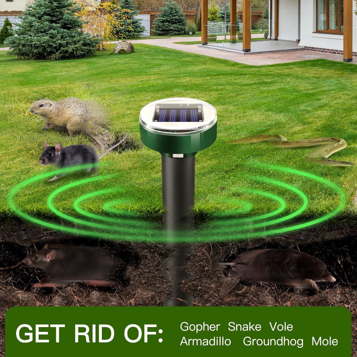 6 PK Mole Upgrade Solar Repellent for Lawns Gopher Repellent Ultrasonic Powered Mole Repellent Deterrent Snake Repeller Mole Repellent Outdoor Lawns Yard Garden