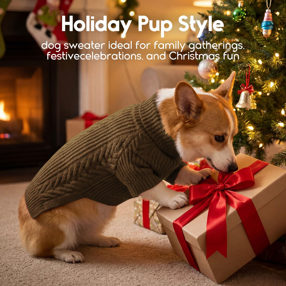 ASENKU Dog Sweater, Dog Sweaters for Medium Dogs, Warm Pullover Doggie KnitTurtleneck Warm Clothes for French Bulldog, Boston Terrier（Coffee, M）