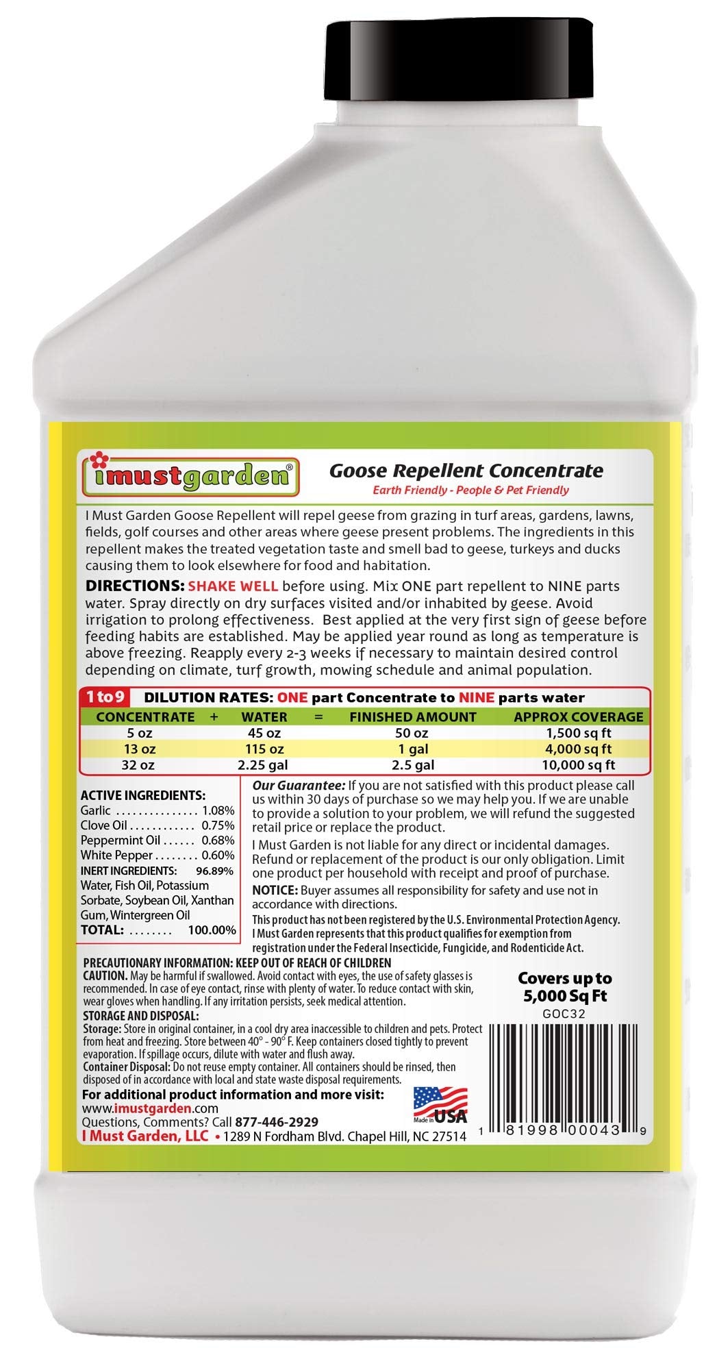 I Must Garden Goose Repellent Concentrate - 32oz (Geese, Turkey, Ducks)