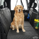 QUIBBLICK Back Seat Extender for Dogs, PU Leather Hard Bottom Truck Dog Seat Cover for Back Seat, Waterproof Pet Hammock Bed for Car with Side Flap, High Barrier Truck Pet Back Seat Covers