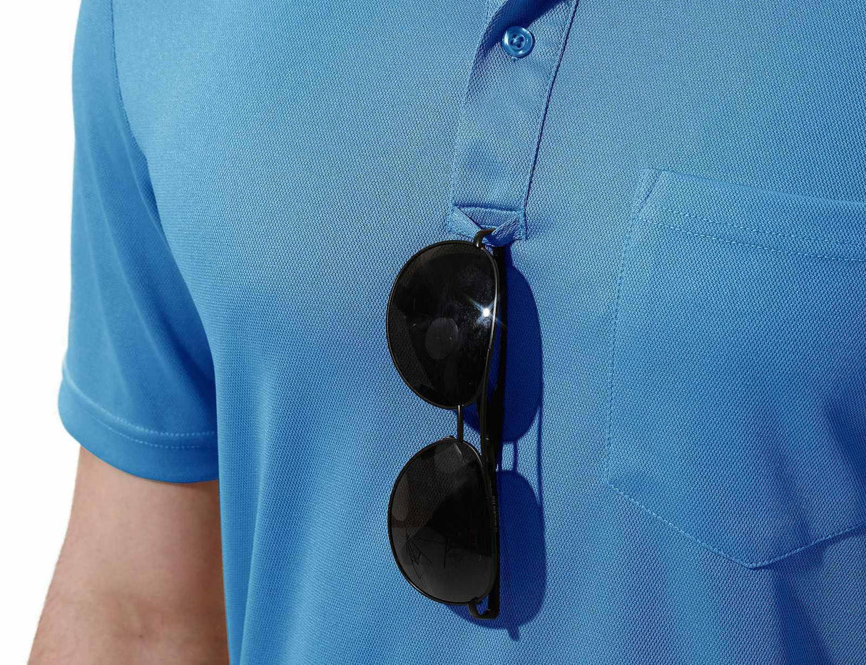 Rdruko Men's Activewear Polo Shirts Short Sleeve Quick Dry Outdoor Golf Sports Shirts with Pocket(Blue, US XL)