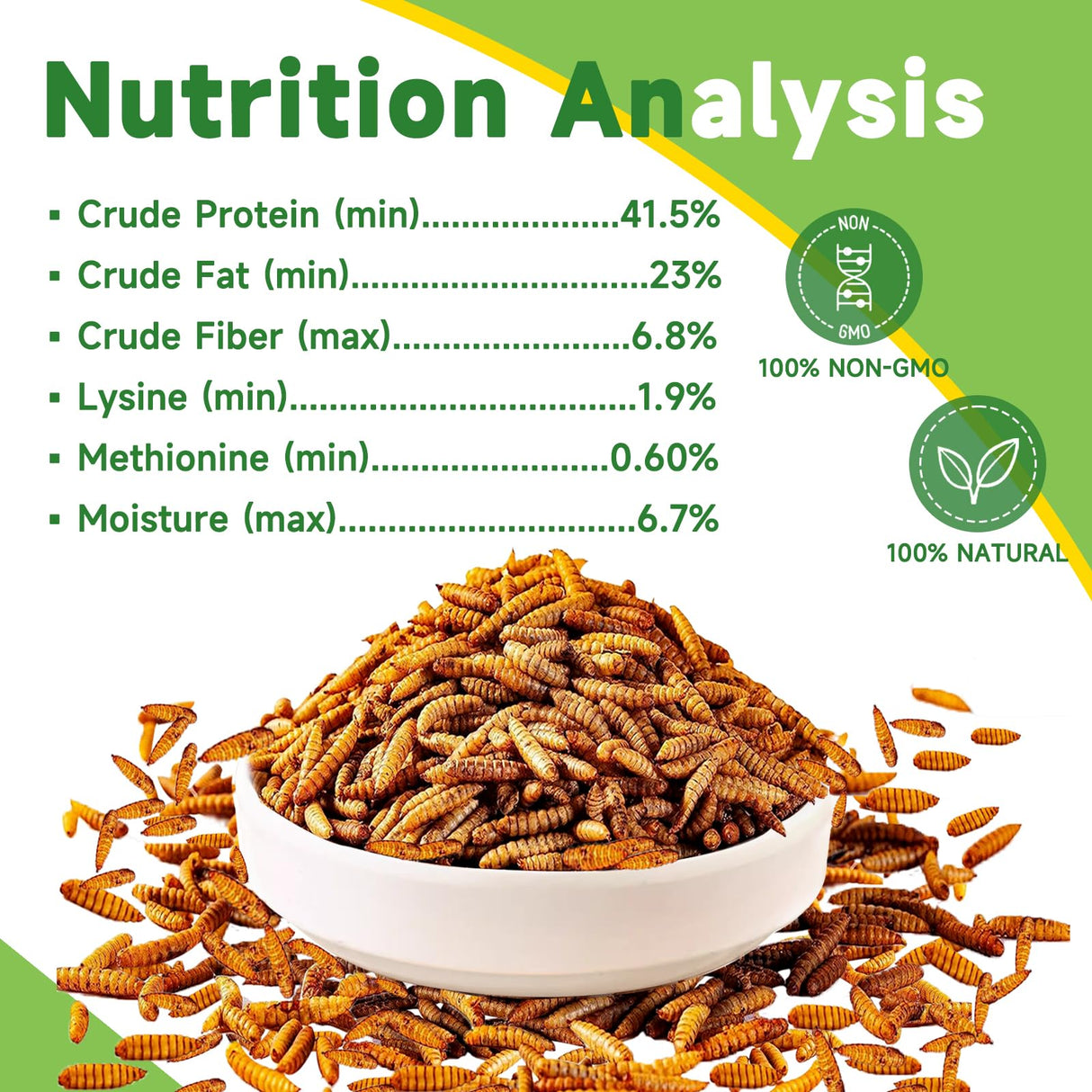 MTART 5LB Dried Black Soldier Fly Larvae Treat for Chicken, 100% Natural Non-GMO More Calcium Than Dried Mealworms High Protein Chicken Feed for Birds, Ducks, Layer Hens