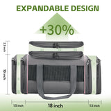 Airline Approved Pet Carrier - Soft-Sided Dog & Cat Travel Bag with Expandable Space and Safe Design (Grey)