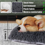 Machine Washable Dog Bed, Deluxe Plush Dog Crate Pad and Cat Bed, Anti-Slip Bottom Kennel Pad Mat, Fuzzy Pet Beds for Large, Medium, Small Dogs Breeds (Dark Grey, 36.0"L x 24.0"W x 3.0"Th x 1 Pack)