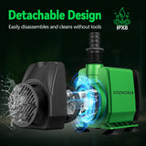 40W Fountain Submersible Water Pump, 1000GPH Adjustable Ultra Quiet Aquarium Pump, Small Pond Pump with 3 Nozzles, 10.5ft High Lift for Small Pond, Fish tank, Waterfall, Outdoor, Hydroponics