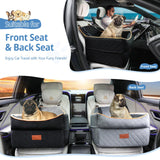 GL GLENSLAVE Dog Car Seat for Small Medium Dogs, Memory Foam Dog Booster Car Seat for Pets Under 35 lbs, Anti-Slip Pet Carseat with 2 Adjustable Leashes, Elevated Dog Travel Bed with Storage Pockets
