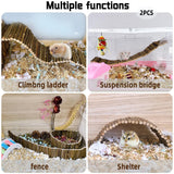 Rat Bendy Long Suspension Bridges Hamster Climbing Ladder Flexible Wooden Bridge for Dwarf Hamster Sugar Glider Rodents Mouse(2PCS)
