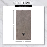 Bone Dry Pet Grooming Towel Collection Embroidered Absorbent Microfiber Drying Set, 15x30, Black, 3 Count