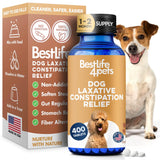 Dog Laxative Constipation Relief, Dog Stool Softener Remedy Eases Irregular Bowel Movements, Scooting & Rectal Itching; Supports Canine Digestion & Canine Gas Relief, 400 Odorless, Tasteless Pills
