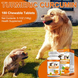 Turmeric for Dogs – 180 Count Tablet Treats with Curcumin & Piperine – Joint Health, Mobility, Allergy & Itch Relief, Skin & Coat, Hot Spots – Duck Flavor with Salmon Oil