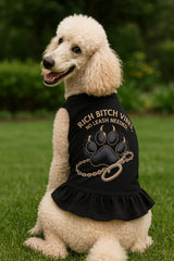 Rich Vibes Luxury Dog T-Shirt Dress – Soft Cotton Blend Designer Pet Outfit for Confident Dogs, Breathable Fashion Tee Dress for Large Breeds, Premium Everyday Dog Apparel (Black, 5XL)