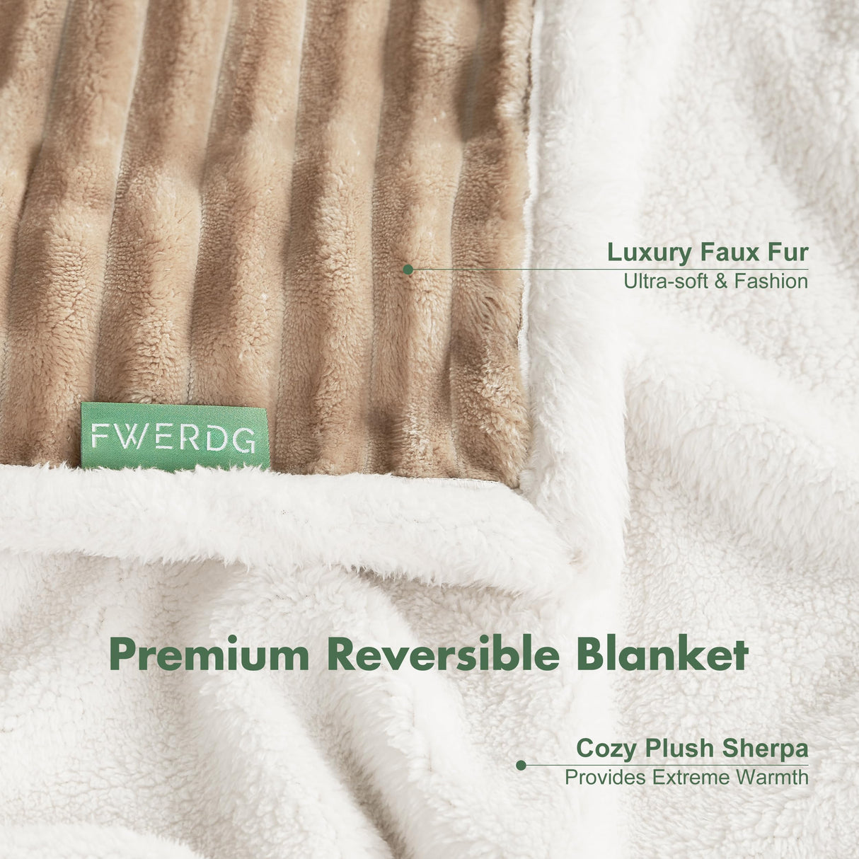 FWERDG Waterproof Dog Blanket for Large Dogs - Washable Pet Throw Blanket for Couch Bed Protector, Cozy Fleece Calming Dog Blankets for Indoors & Outdoors, Linen, 50"x60"
