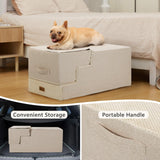 Aodisman Pet Stairs for High Bed, 5-Step Dog Stairs for Small Dogs, Indoor Non-Slip Dog Steps for Old Cats, Puppy, Small Medium Dogs,22.6" H,Beige