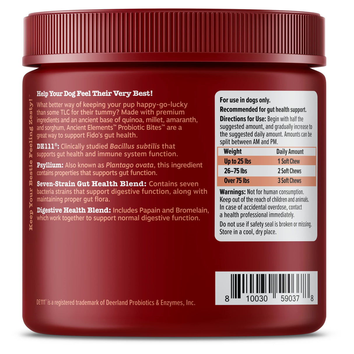 Zesty Paws Probiotics for Dogs, Digestive Enzymes Gut Flora, Digestive Health, Diarrhea & Bowel Support, DE111, Dog Probiotics Soft Chew for Pet Immune System, Chicken, 90 Ct