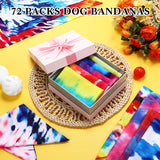 Reginary 72 Pack Tie Dye Dog Bandanas - Bulk Pet Scarf Bibs Triangle Kerchief Adjustable for Pet Grooming Costume Accessories