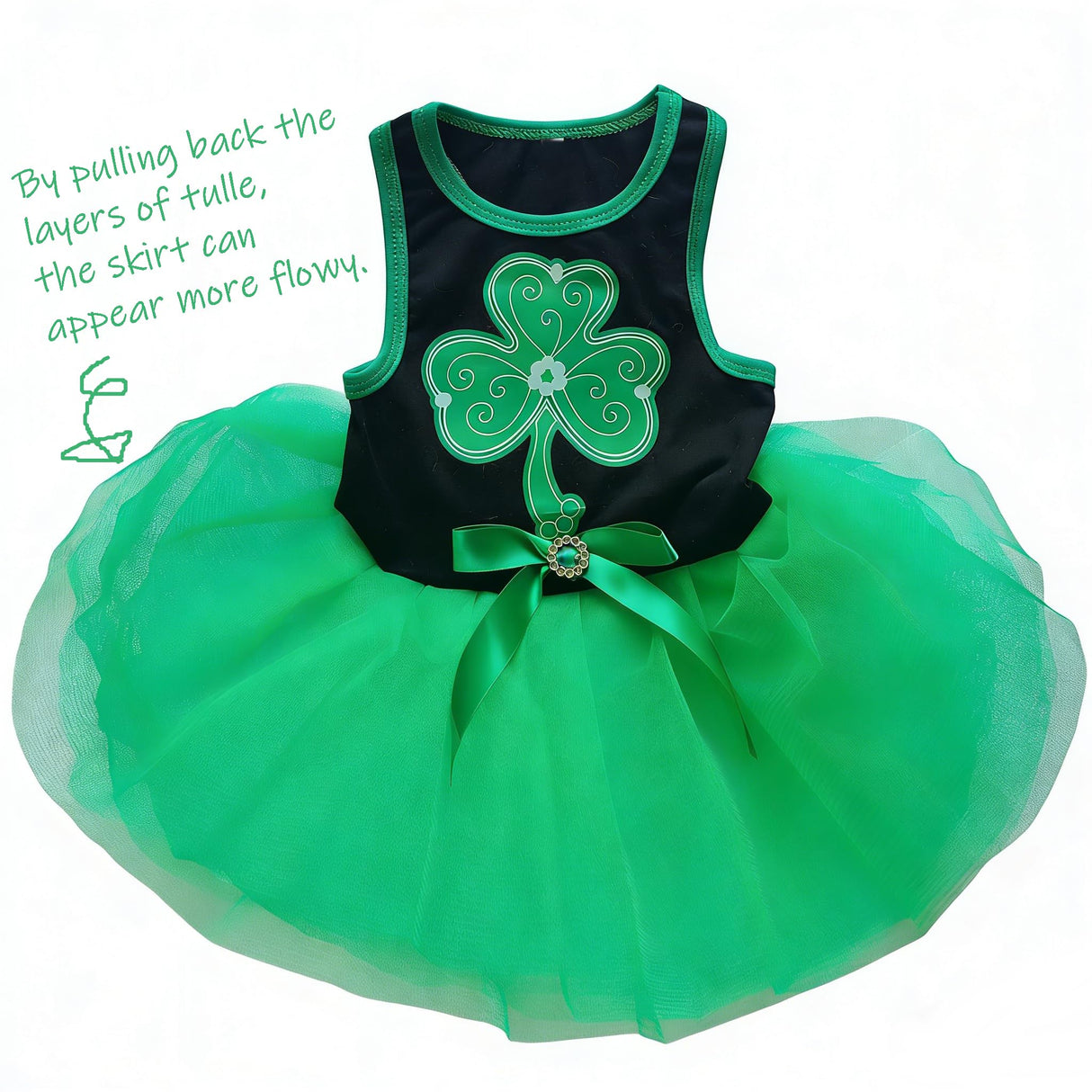 Small Dog St. Patricks Day Outfit Green Dress, Bandana & Bow Clip 3 Piece Irish Pet Cat Costume Accessories M