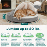 Furhaven 44" Round Orthopedic Dog Bed for Large Dogs w/ Removable Washable Cover, For Dogs Up to 80 lbs - Sherpa & Suede Snuggery - Gray, 44-inch