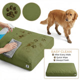 Sytopia Indestructible Waterproof Canvas Outdoor Dog Bed, 42 Inch Chew Proof Pet Bed for Extra Large Dogs, Washable Removable Cover, Indoor Outdoor Patio Pad, Green