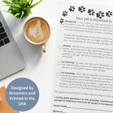 Grooming Pet Release Forms (100 Sheets, 5.5" X 8.5") Dog Grooming Salon Must Haves Address matted Fur, Senior Dogs,Fur Coloring, and Cats, Dog Grooming Supplies for Professional Groomers