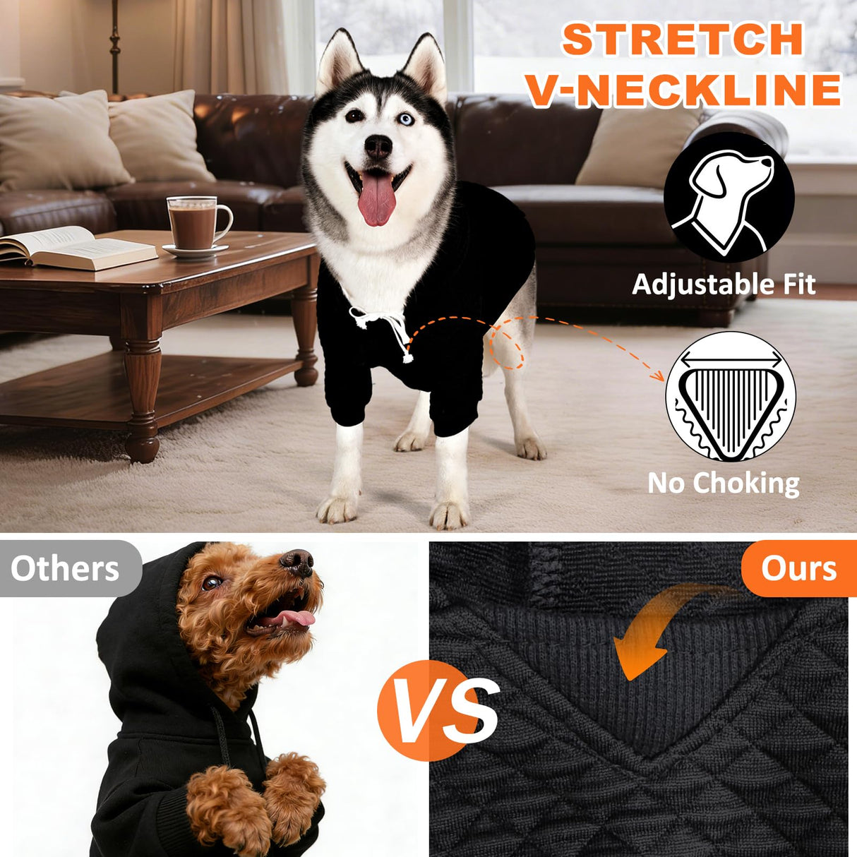 2 Pack Dog Hoodie for Medium Large Small Dogs, Soft Warm Dog Sweater Jackets Winter Fall Pet Hooded Clothes Custume Dogs Sweatshirt with Leash Hole and Pocket, Black ans Grey, ML