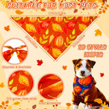 Locmeo 100 Pcs Fall Dog Bandanas Bulk Autumn Thanksgiving Day Dog Bandanas Adjustable Pumpkin Maple Leaves Pattern Pet Bibs Triangle Fall Thanksgiving Scarf Costume for Small Medium Pet Puppy(M)