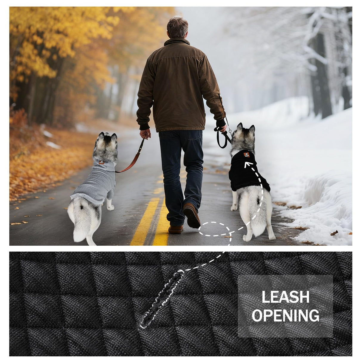 2 Pack Dog Hoodie for Medium Large Small Dogs, Soft Warm Dog Sweater Jackets Winter Fall Pet Hooded Clothes Custume Dogs Sweatshirt with Leash Hole and Pocket, Black ans Grey, ML