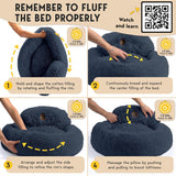 PetJett Calming Dog Bed Medium Size Dog - 30'' Donut Bed, Round Dog Bed, Anti-Slip & Washable Super Soft Fluffy Plush Round Bed, Anti-Anxiety Premium Comfort Pet Bed, Fits Dogs upto 45 lbs - Dark Grey