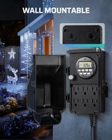 DEWENWILS Outdoor Digital Power Strip Timer, Outdoor Multi Socket Timer, Waterproof 6 Outlet Garden Power Stake, 6ft Cord, for Garden, Halloween/Christmas Decoration Lights, 15A Heavy Duty