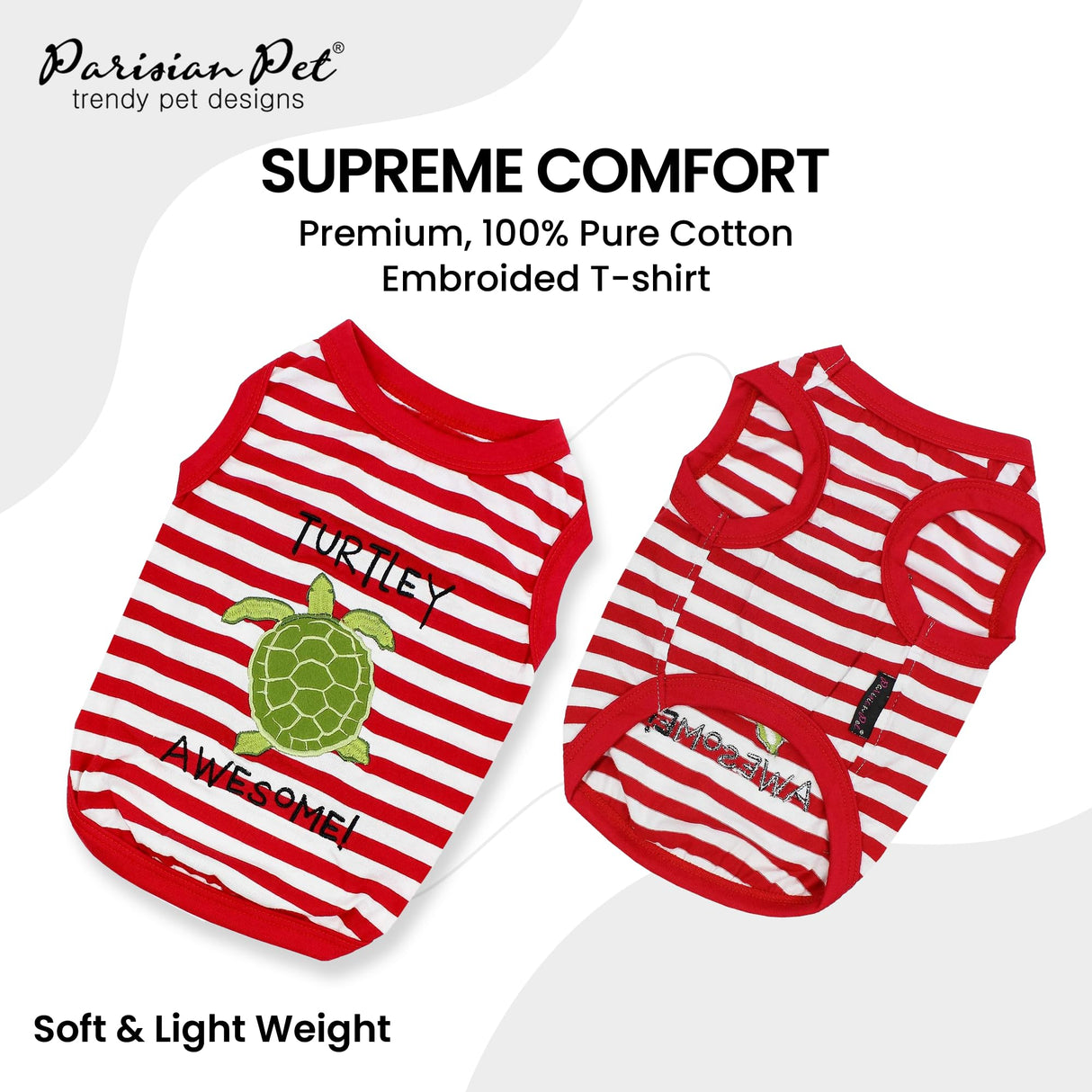 Parisian Pet Dog Shirt – 100% Cotton Shirts for Large Dogs – Sleeveless Puppy Vest – Red and White Striped Dog Apparel - Lightweight and Breathable Clothes for Dogs - Stretchy Summer Pet T Shirts