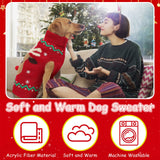 YUEPET Christmas Dog Sweaters Pullover, Reindeer Snowflake Christmas Outfits with Leash Hole, Classic Turtleneck Dog Clothes for Puppies Medium Dogs(XL)