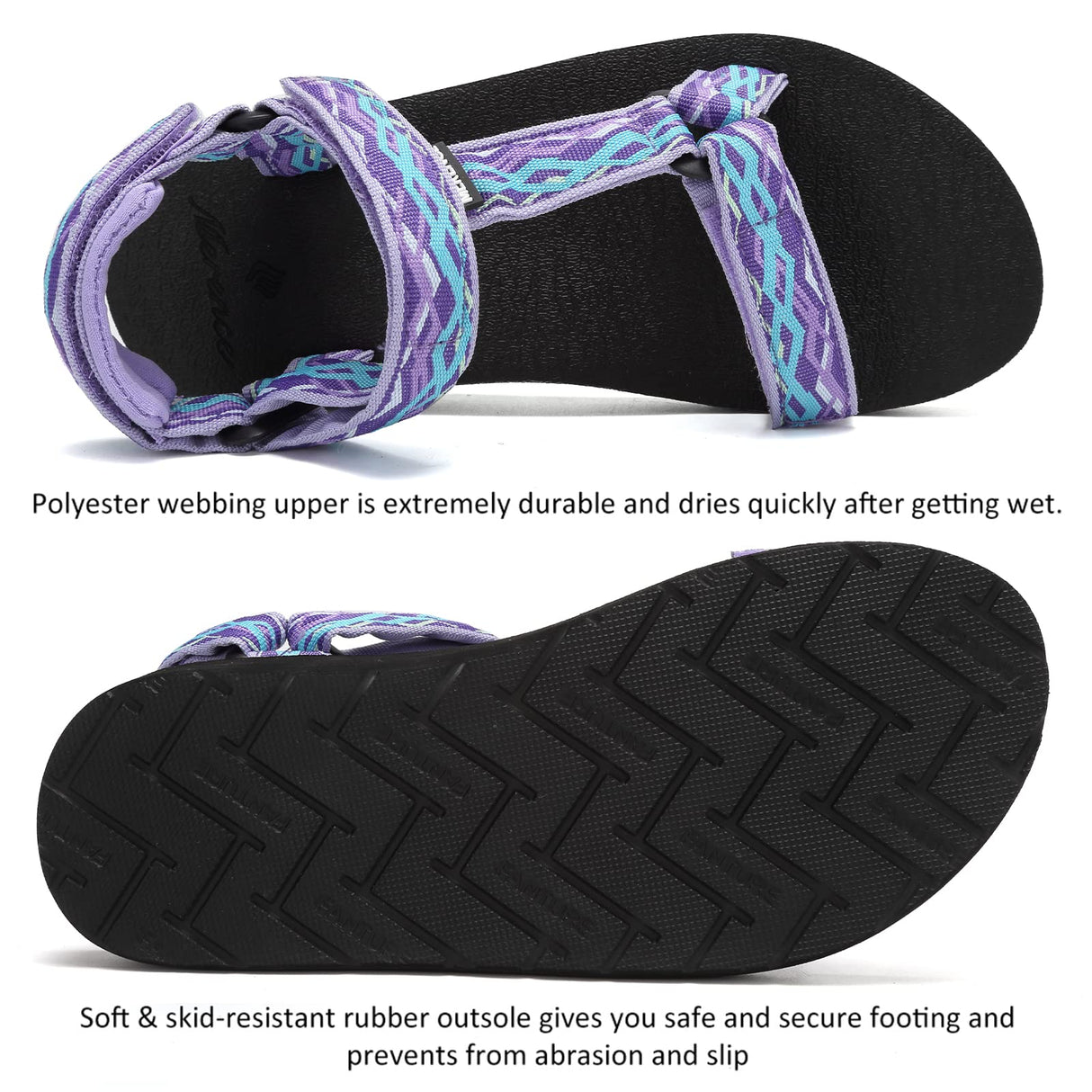 CIOR Women's Sport Sandals Hiking Sandals with Arch Support Yoga Mat Insole Outdoor Light Weight Water Shoes-U121SLX025-light purple-39