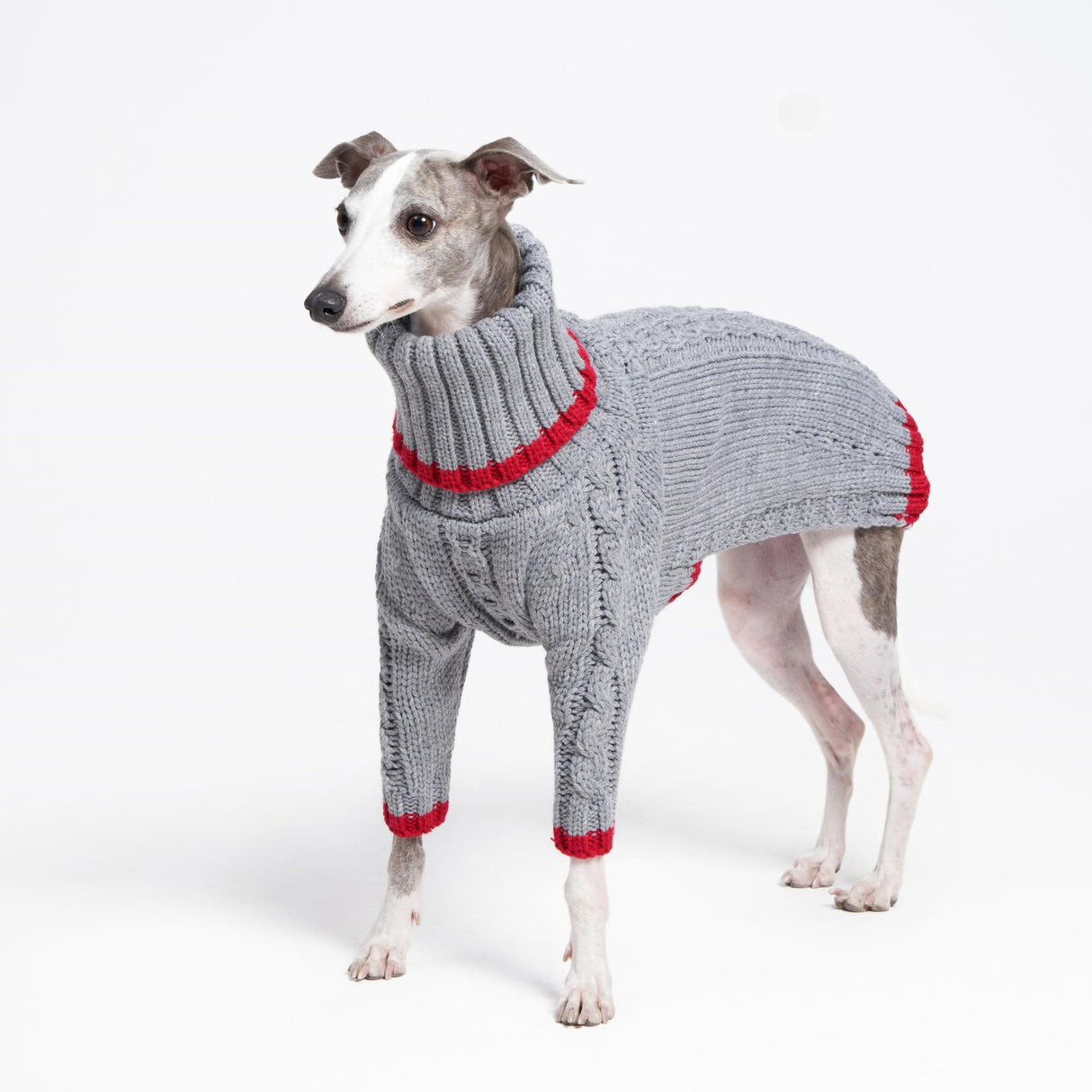 ESCCBOO Italian Greyhound Clothes, Warm Sweater for Whippets, Dog Onesie, Two-Legged Turtleneck Warm Sweater for Small Medium Dogs (Small, Grey)