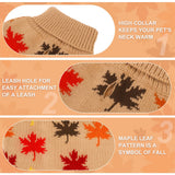 BEAUTYZOO Fall Sweater - Small Dog Sweaters for Girls & Boys, Turtleneck Knitwear in Cold Weather, Maple Leaf Cable Knit Puppy Pullover, Pet Apparel (Khaki, M)