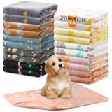 Hahafelt 20 Pcs Dog Blankets for Small Dogs 24 x 16 Inches Puppy Blankets with Paw Print Soft Fluffy Fleece Pet Sleep Mat Flannel Throw Washable for Small Dogs Puppy Cats, 10 Styles