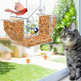 Window Bird Feeder, Clear Birdfeeder for Window Larger Viewing, Squirrel-Proof Bird Watching with Strong Suction Cup and Self-Adhesive, Large Food Storage Design