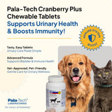 Pala Tech Cat & Dog UTI Treatment - Cranberry Supplement for Dogs&Cats 60 Chewable Tablets for Urinary Tract Infection & Bladder Stone Prevention, Canine Incontinence Support Made in USA