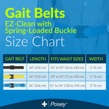 Posey 6546 Premium EZ Clean Gait Belt with Spring-Loaded Buckle, Black, 60"