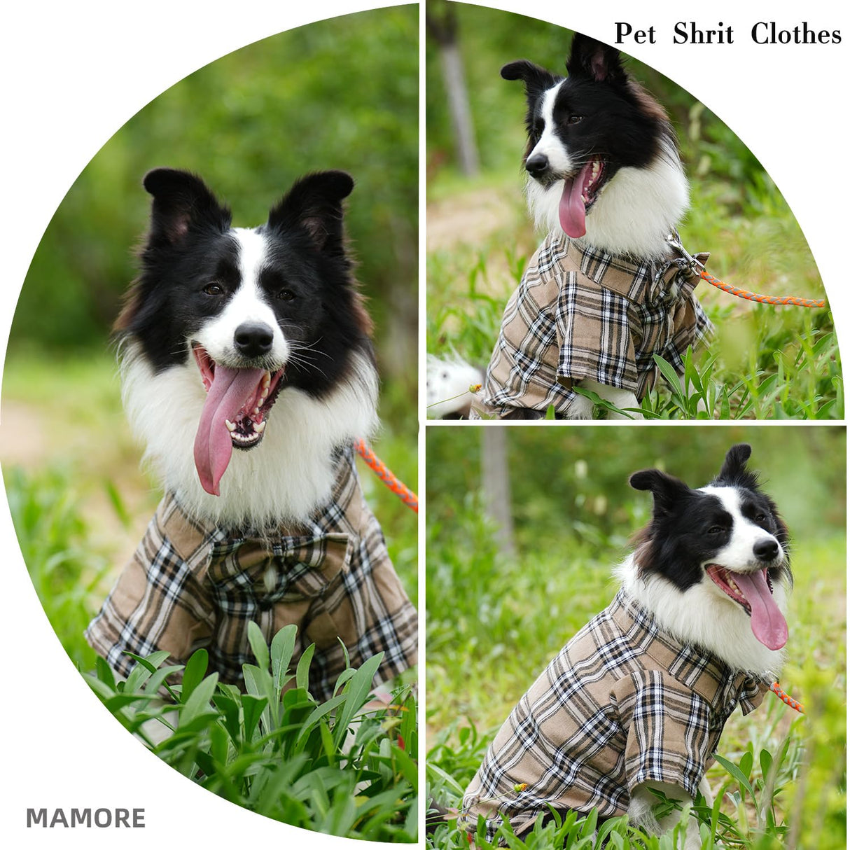 Pet Shirt Clothes for Dogs and Cats, Puppy Plaid Cotton Polo Shirts Adorable Casual Pet Apparel T Shirts (Khaki, 2X-Large)