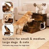 Dog Stairs for Large Dogs,Wooden Dog Steps for High Bed,24.4" Non-Slip Pet Stairs Up to 180LB,Pet Ramps for Small Medium Large Pet (Tiger, Small, 3)