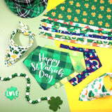 Sanwuta 50 Pieces St. Particks Dog Bandanas Bulk Bibs Triangle Dog Bandanas with Clover Patterns for St. Particks Pet Costume Decoration(25 x 17 x 17 Inch)