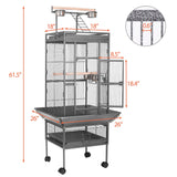 HSM 62 Inch Wrought Iron Large Bird Flight Cage with Rolling Stand for African Grey Parrot Cockatiel Sun Parakeet Conure Lovebird Canary…
