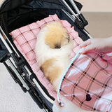 Lukhmelf Pet Stroller Pad, Anti-Slip Bottom, Removable & Washable Dog Pillow & Quilt Set (Pink)