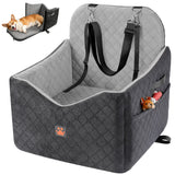 Dog Car Seats for Small/Medium Dogs, Puppy Car Seat with Thick Cushion, Detachable Washable Dog Carseat with Storage Pockets for Dogs Up to 35lbs (Grey)