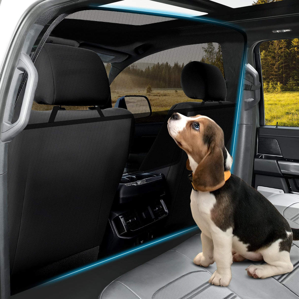 Automiim Dog Car Barrier Behind Front Seat, 51.2" Wide Car Pet Barrier One-Piece Design, Dog Car Divider Back Seat Barrier Small Crossover, Compact Car and Crossover
