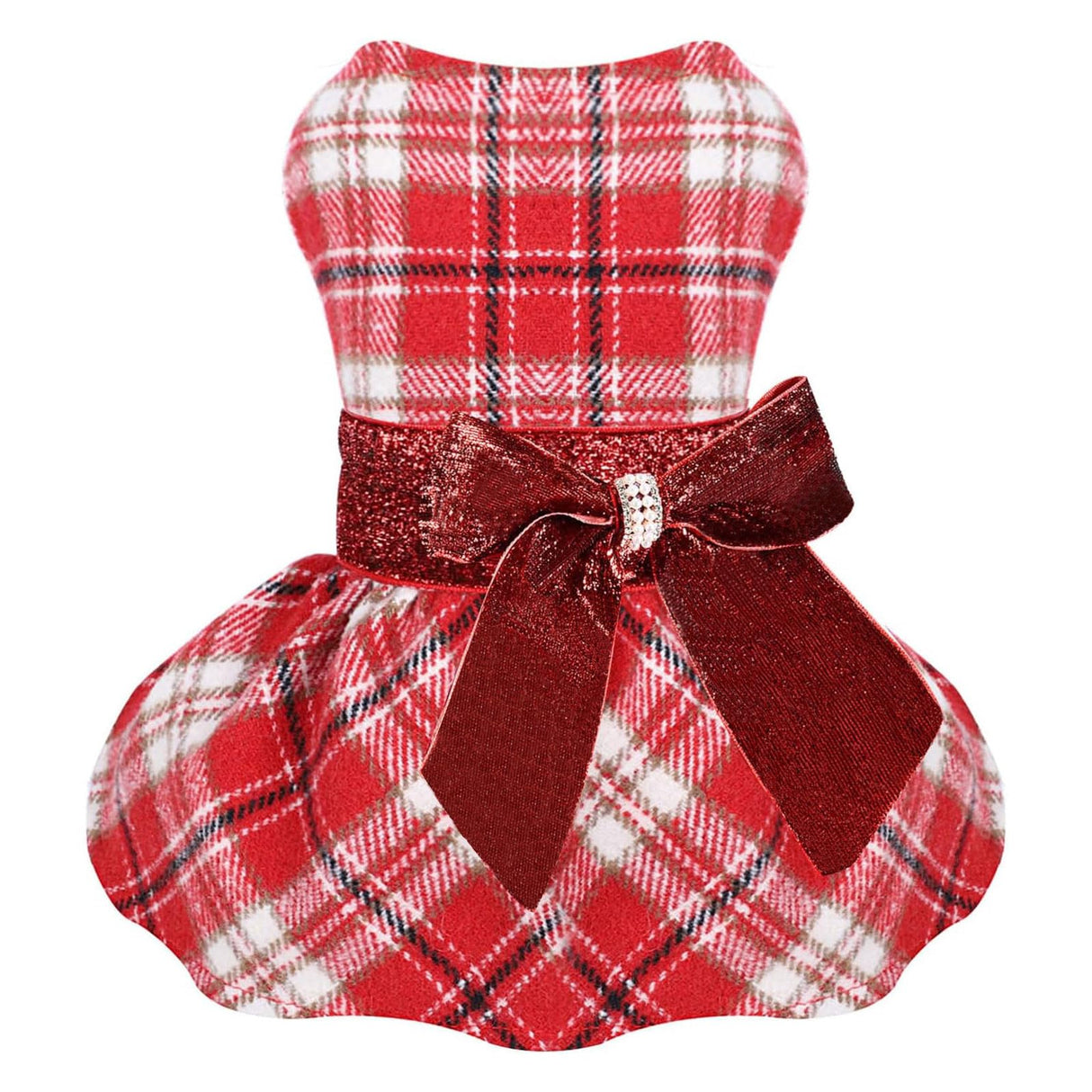 Dog Dress for Small Dogs, Winter Cute Warm Fleece Dog Sweater Dresses for Small Dogs Girl, Chihuahua Yorkie Soft Pet Doggie Coat Clothing Flanne Lining Cat Apparel (Red Plaid, XX-Small)