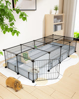 BUCATSTATE Guinea Pig Cages 20 Panels, Rabbit Cage Indoor with Waterproof Mat, Small Animal Playpen with Door for Guinea Pigs, Bunny, Hedgehogs, Chickens, Chinchillas (56" L x 24" W x 12" H)